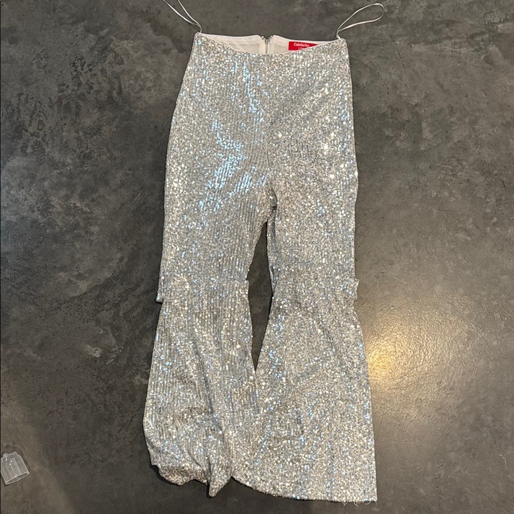 Women’s Silver Sequin Flared Pants